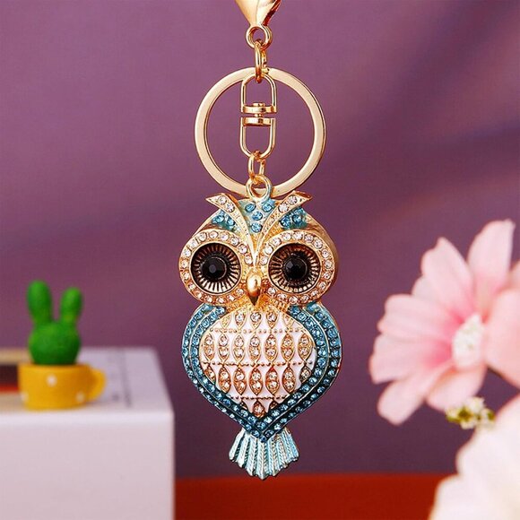 Owl Crystal Keychain Purse Charm for Women Bag Accessories Gift - Picture 2 of 5
